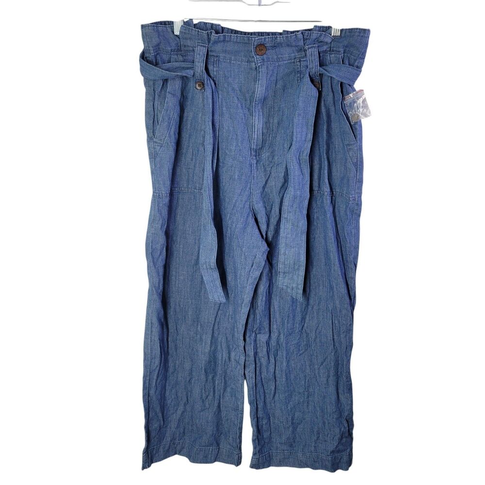 Falls Creek Womens Size 12 Blue  Solid Wideleg Cropped Jeans